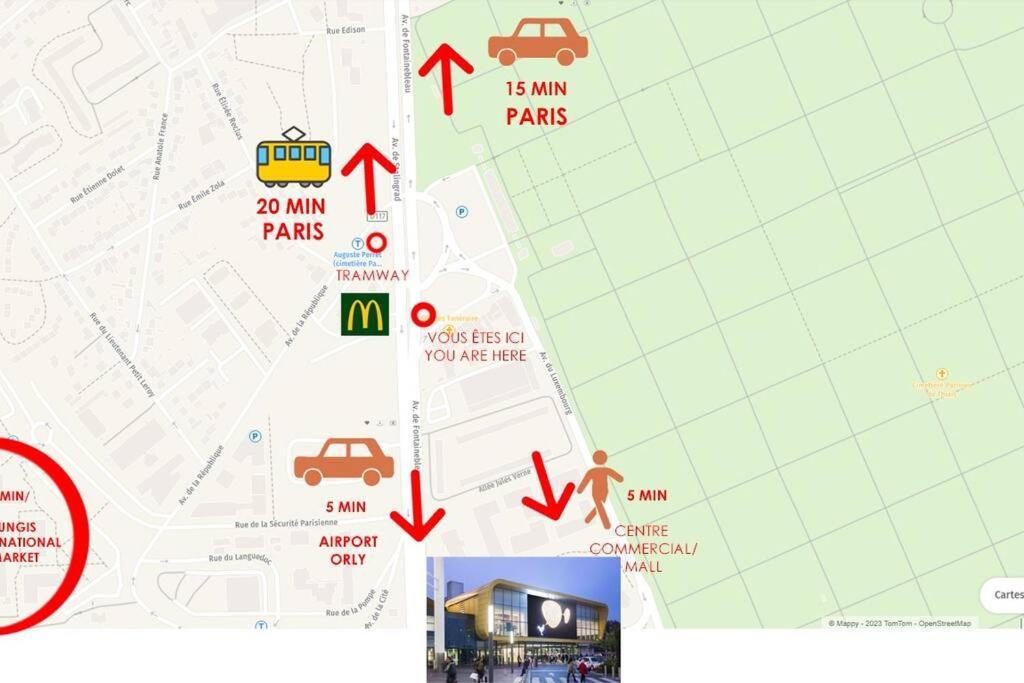 Appartement Paisible Et Bien Situe - Proche Aeroport D'Orly Et Tramway Pour Paris Thiais Kültér fotó